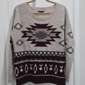 American Eagle Outfitters Wool Blend Aztec Printed Knit Sweater Size Large